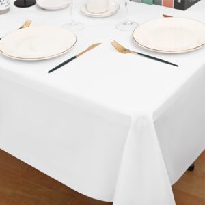 REWOMC 6 Pack Polyester Tablecloth 60 x 102 Inch White Polyester Table Cloth for 6 Foot Rectangle Tables, Stain and Wrinkle Resistant Washable Table Cover for Kitchen Wedding Banquet Restaurant Party