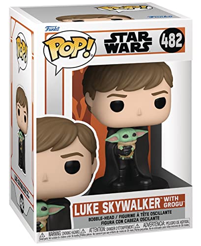 POP Star Wars: The Mandalorian - Luke Skywalker with Grogu Funko Vinyl Figure (Bundled with Compatible Box Protector Case), Multicolor, 3.75 inches