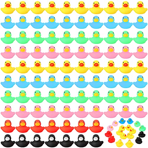 Zhanmai 300 Pcs Mini Rubber Ducks Set Bath Toy, Float Squeak Yellow Ducks in Bulk, Tiny Shower Rubber Ducks, Bathtub Toy Pool Toy for Party Supplies Shower Birthday (1.57 x 1.57 x 1.18 Inch)