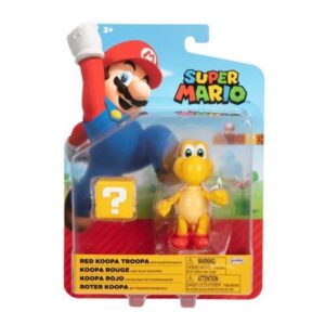 SUPER MARIO Collectible Red para Koopa Troopa 4 inch Poseable Articulated Action Figure with Question Mark Accessory for Ages 3+