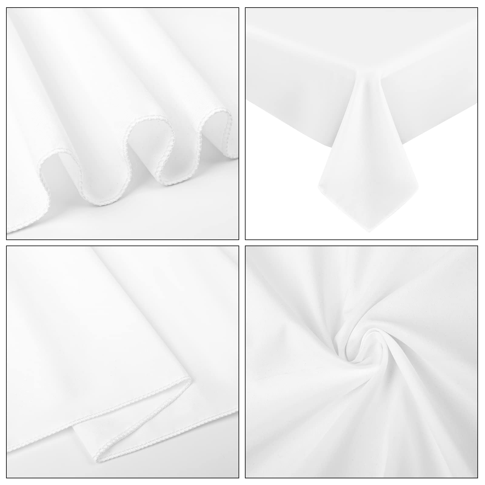 REWOMC 6 Pack Polyester Tablecloth 60 x 102 Inch White Polyester Table Cloth for 6 Foot Rectangle Tables, Stain and Wrinkle Resistant Washable Table Cover for Kitchen Wedding Banquet Restaurant Party