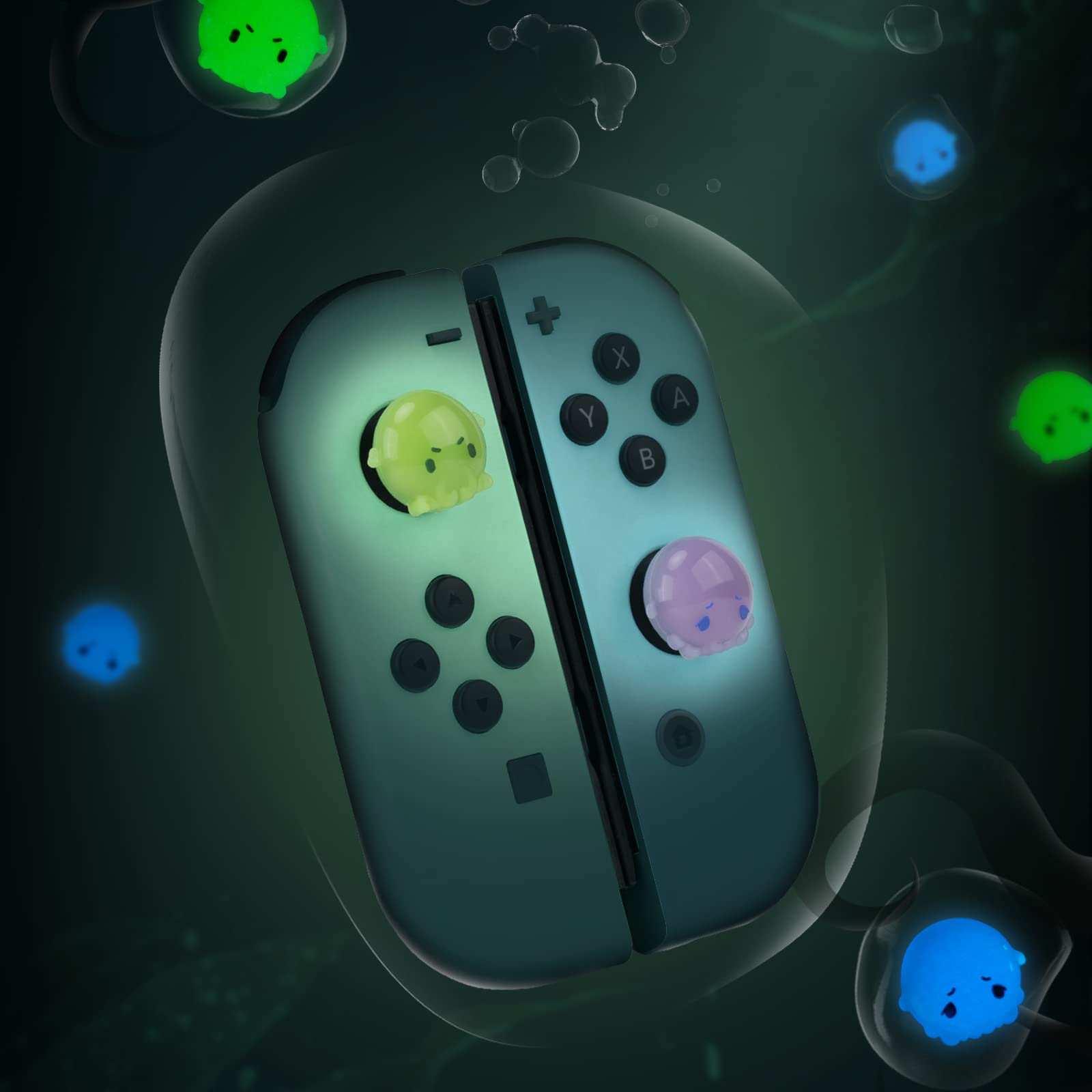 GeekShare Halloween Cute Luminous Silicone Joycon Thumb Grip Caps, Joystick Cover Compatible with Nintendo Switch/OLED/Switch Lite, 4PCS