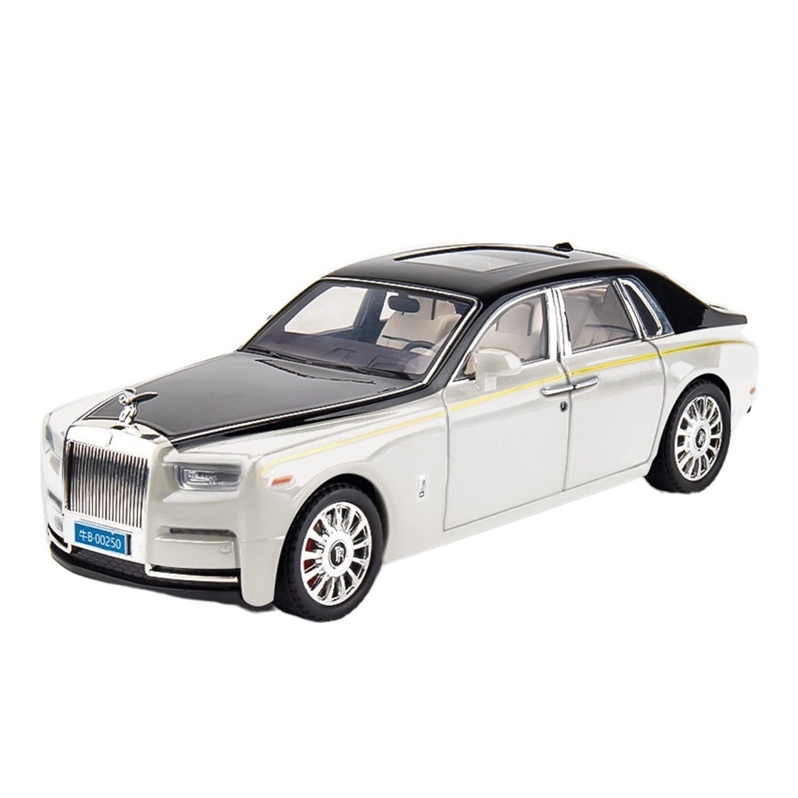 MING ZHEN Toy car Model 1/18 for Rolls Royce Phantom Alloy Luxy Car Model Diecast Toy Collection Sound Light Kids Gift (Color : White)