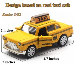 OTONOPI New York City Taxi Cab Toy Taxi Car Toy for Kids Yellow Cab Diecast Model Toy Car with Pullback Action for Toddler Age 3+ Pack of 2