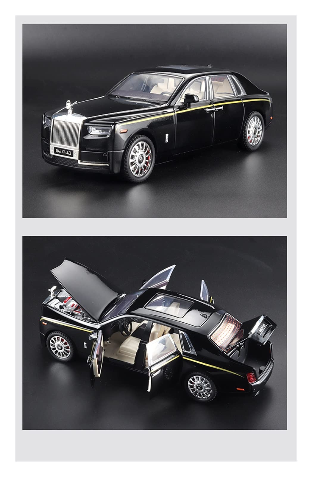 MING ZHEN Toy car Model 1/18 for Rolls Royce Phantom Alloy Luxy Car Model Diecast Toy Collection Sound Light Kids Gift (Color : White)