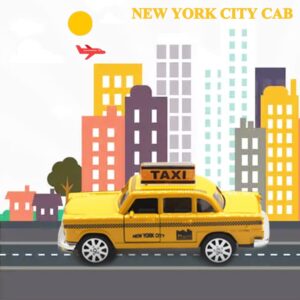 OTONOPI New York City Taxi Cab Toy Taxi Car Toy for Kids Yellow Cab Diecast Model Toy Car with Pullback Action for Toddler Age 3+ Pack of 2