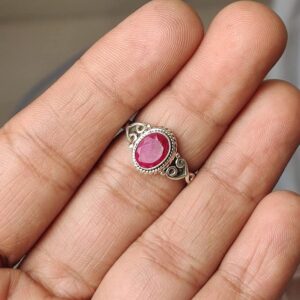 Ruby Stone Ring 925 Sterling Silver Statement Ring For Women Handmade Rings Gemstone Christmas Promise Ring Size US 11 Gift For Her