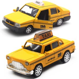 otonopi new york city taxi cab toy taxi car toy for kids yellow cab diecast model toy car with pullback action for toddler age 3+ pack of 2