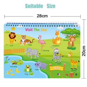 My Preschool Toys Gift for Kids & Toddlers Boy Girls,Reusable Waterproof Busy Book Quiet Book Activity Board Busy Educational Learning Toys Work Book(16 Themes-Style D)