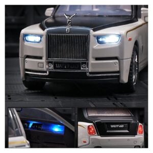 MING ZHEN Toy car Model 1/18 for Rolls Royce Phantom Alloy Luxy Car Model Diecast Toy Collection Sound Light Kids Gift (Color : White)