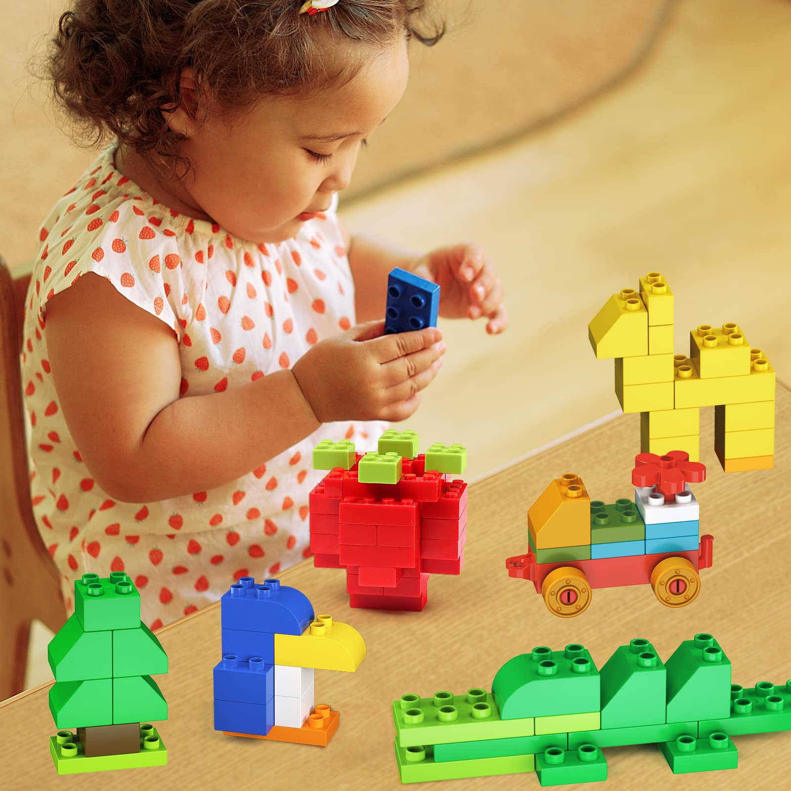 Cutedeer 138 Piece Building Blocks for Kids Toddlers, Classic Big Bricks Set Compatible with All Major Brands, STEM Large Building Toys with Gift Box for All Ages Boys Girls