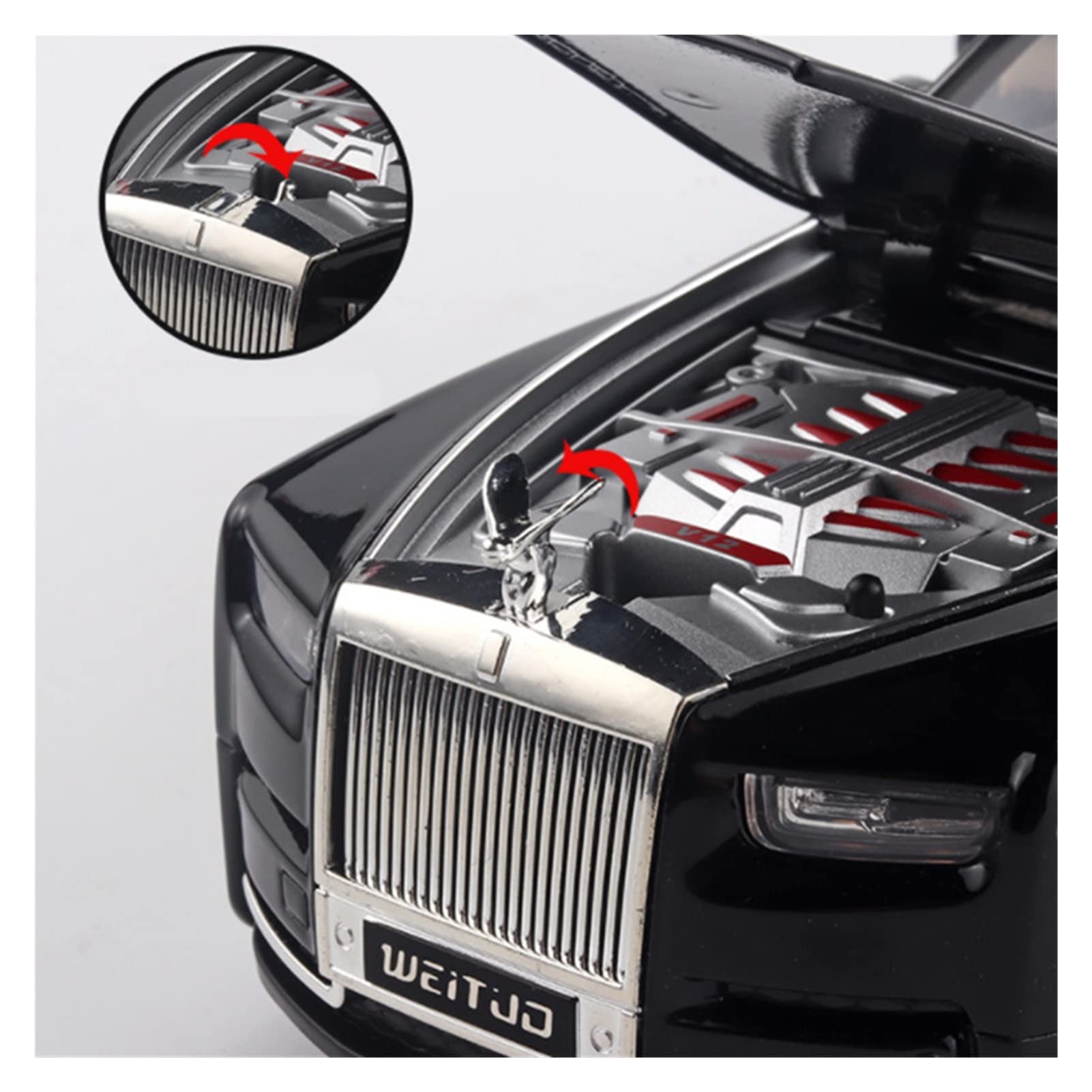 MING ZHEN Toy car Model 1/18 for Rolls Royce Phantom Alloy Luxy Car Model Diecast Toy Collection Sound Light Kids Gift (Color : White)