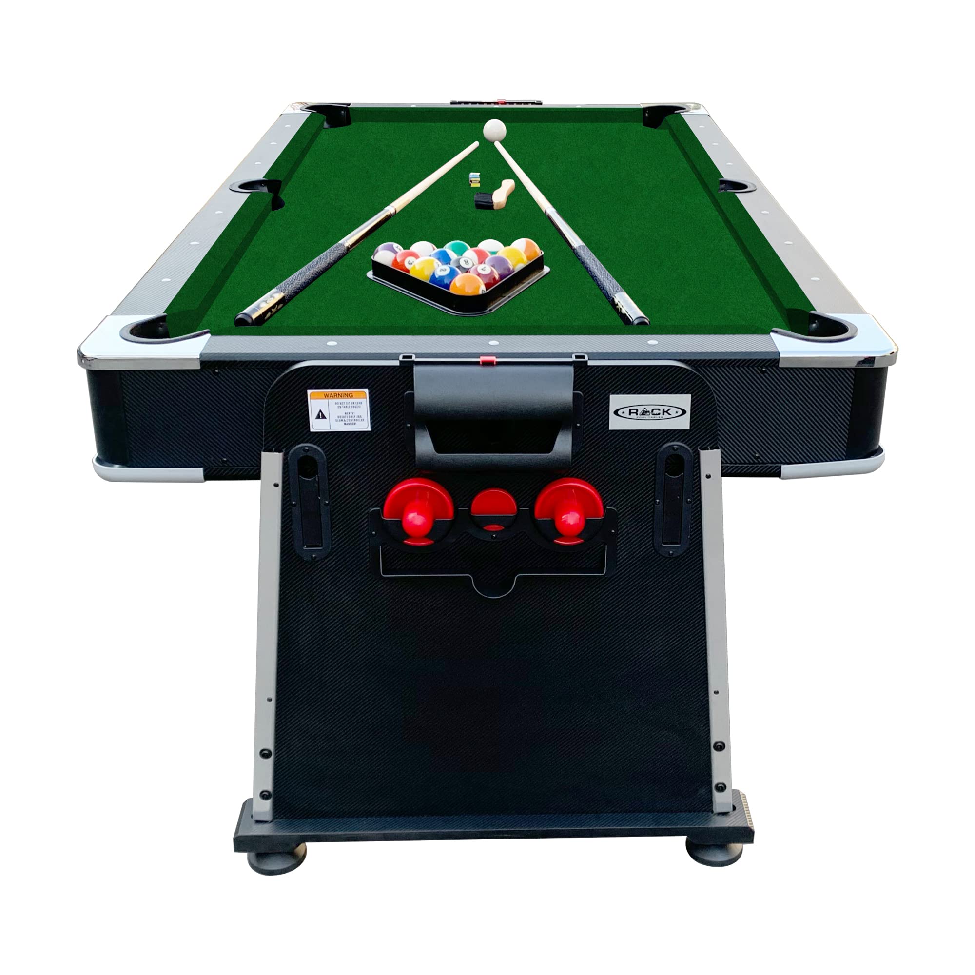 RACK Triad 7-Foot 3-in-1 Multi Game Swivel Billiard/Pool Table (Green Felt with Black Body)