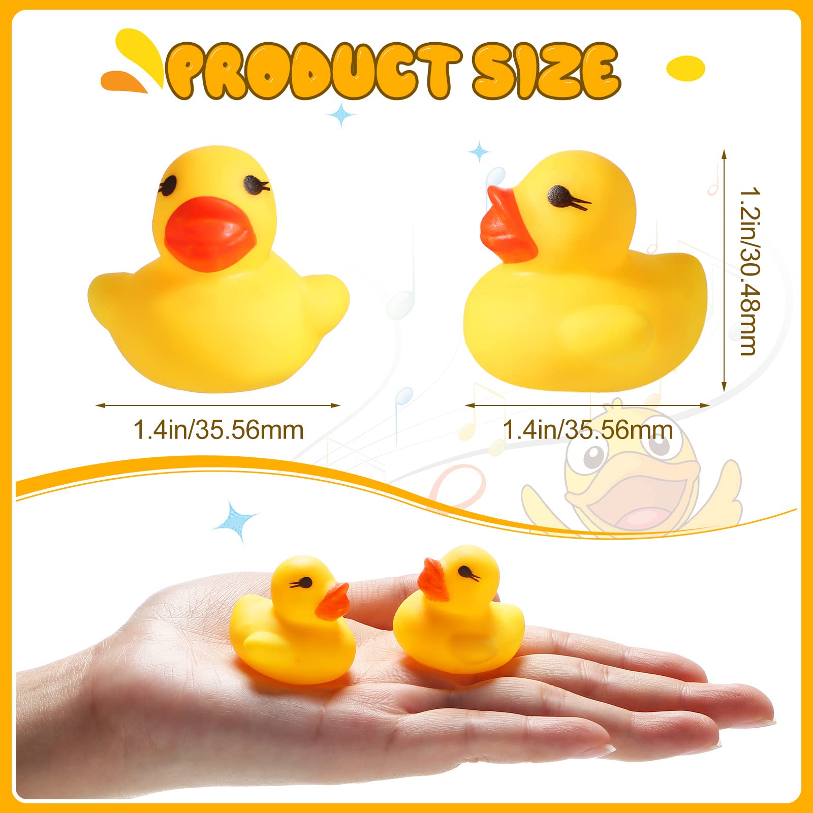 300 Pcs Rubber Ducks Bath Toy, Float Squeak Mini Yellow Ducks, Tiny Baby Shower Rubber Ducks, Preschool Bathtub Toy Pool Toy for Party Supplies Shower Birthday, Yellow (1.57 x 1.57 x 1.18 Inch)