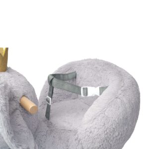 Manhattan Toy Plush Elephant Wooden Rocking Toy with Crown, Adjustable Seat Belt and Wooden Hand Grips Large