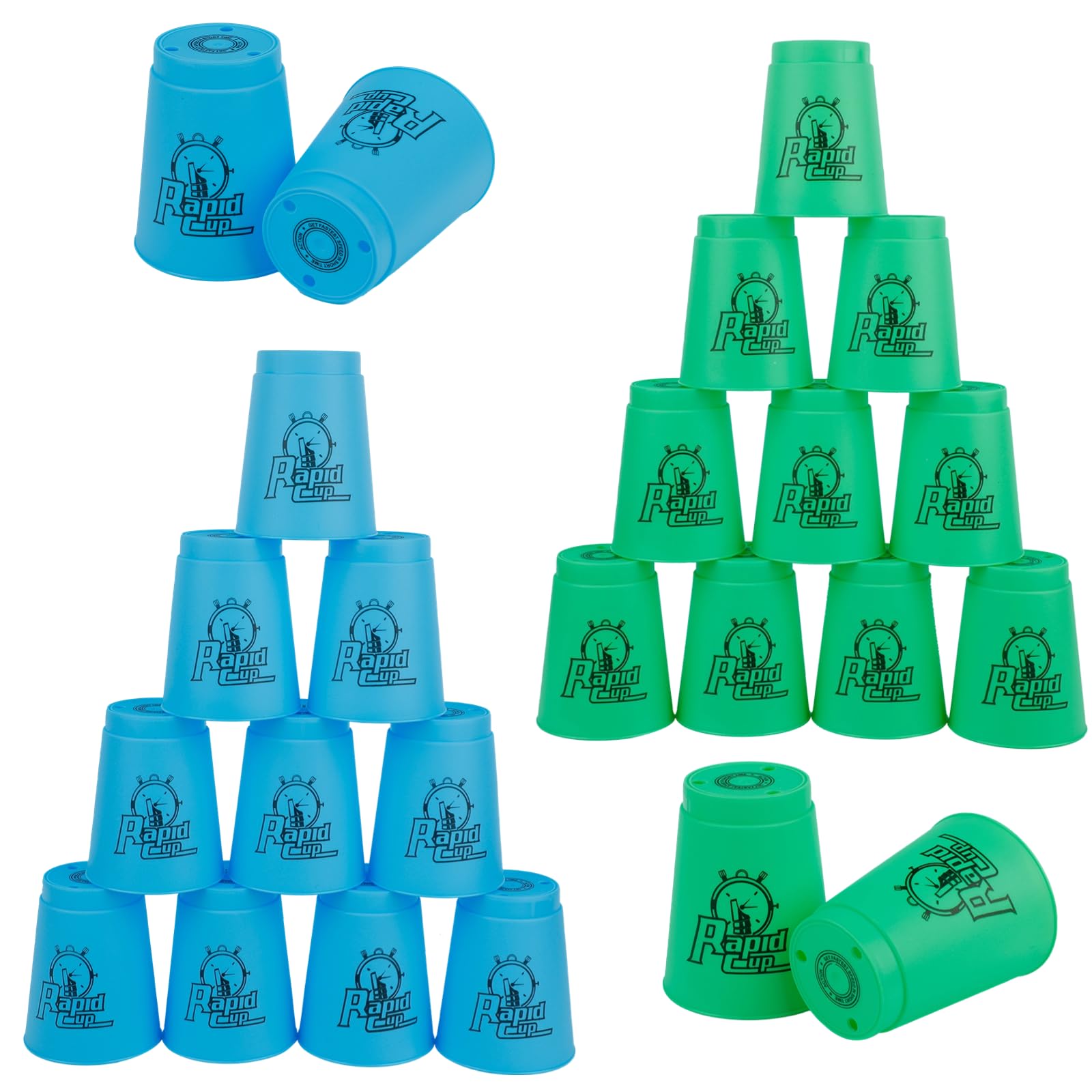 yeesport Sport Stacking Cups, 24pcs Sports Stacking Cups Speed Training Game for Challenge Competition Travel Party Gift for Kids and Adults (Blue+Green)