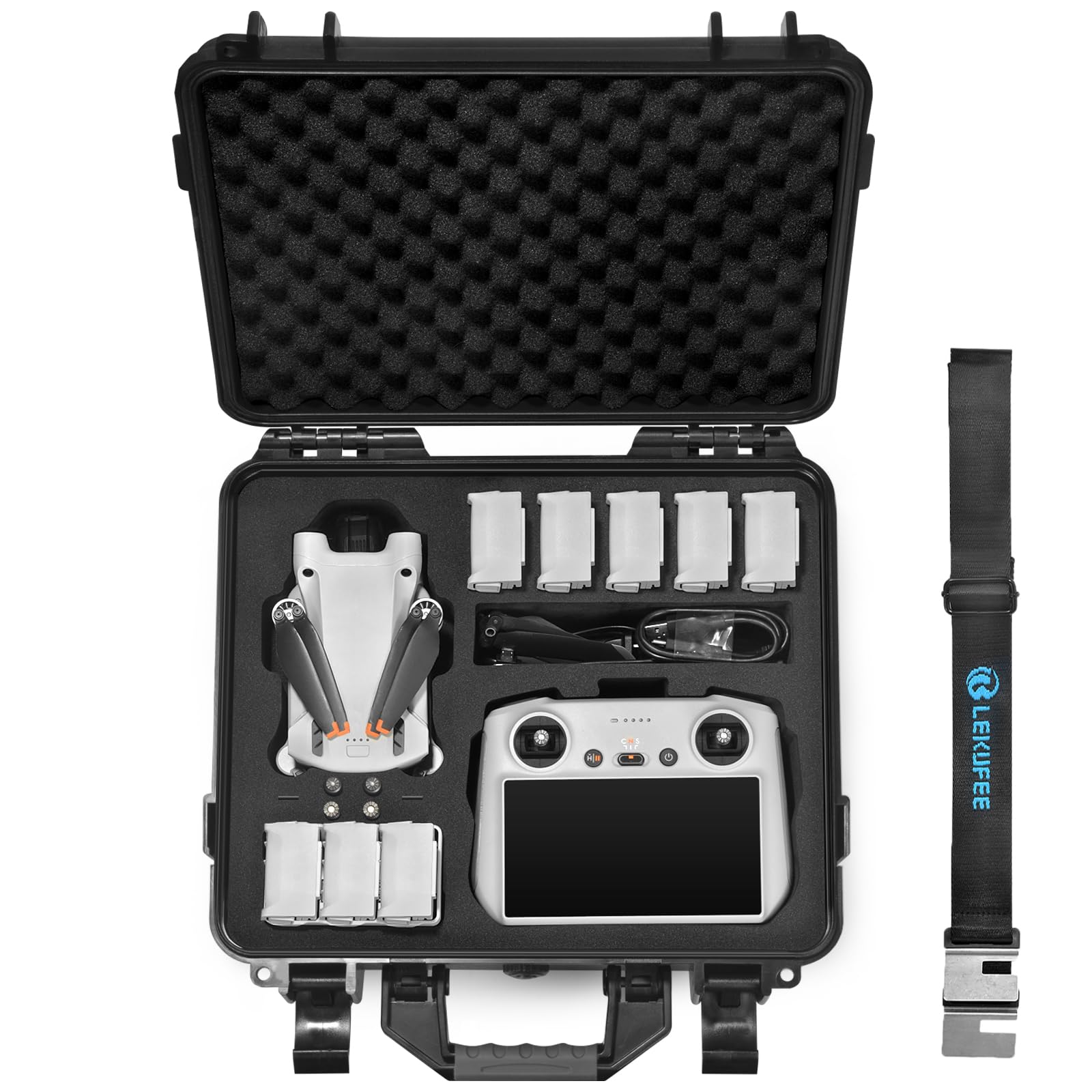 Lekufee Waterproof Hard Carrying Case Compatible with DJI Mini 4 Pro/DJI Mini 3 Pro/DJI Mini 3 Drone/DJI RC 2/DJI RC/DJI RC N2/N1 and More Accessories(Case Only)