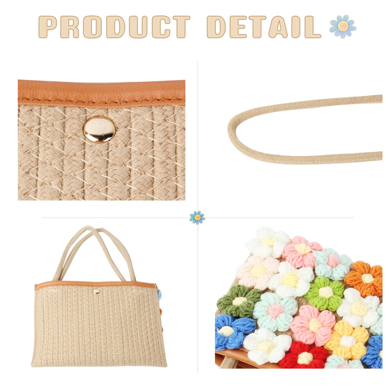 SUKUTU Women Small Flower Handwoven Crossbody Handbag Cute Multicolored Purse Bag Cotton Crochet Shoulder Bag