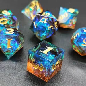 DND Dice Set Polyhedral Dice Set, Resin Sharp Edge dice Set for D&D Game, Blue