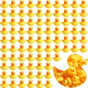 300 pcs rubber ducks bath toy, float squeak mini yellow ducks, tiny baby shower rubber ducks, preschool bathtub toy pool toy for party supplies shower birthday, yellow (1.57 x 1.57 x 1.18 inch)