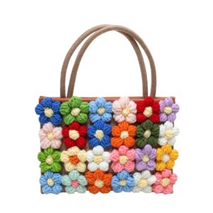 sukutu women small flower handwoven crossbody handbag cute multicolored purse bag cotton crochet shoulder bag