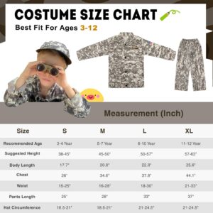 INNOCHEER Army Costume for Kids, Halloween Costumes for Boys Kids, Boys Military Soldier Costume for Boy Kids Age 3-6-8-10-12