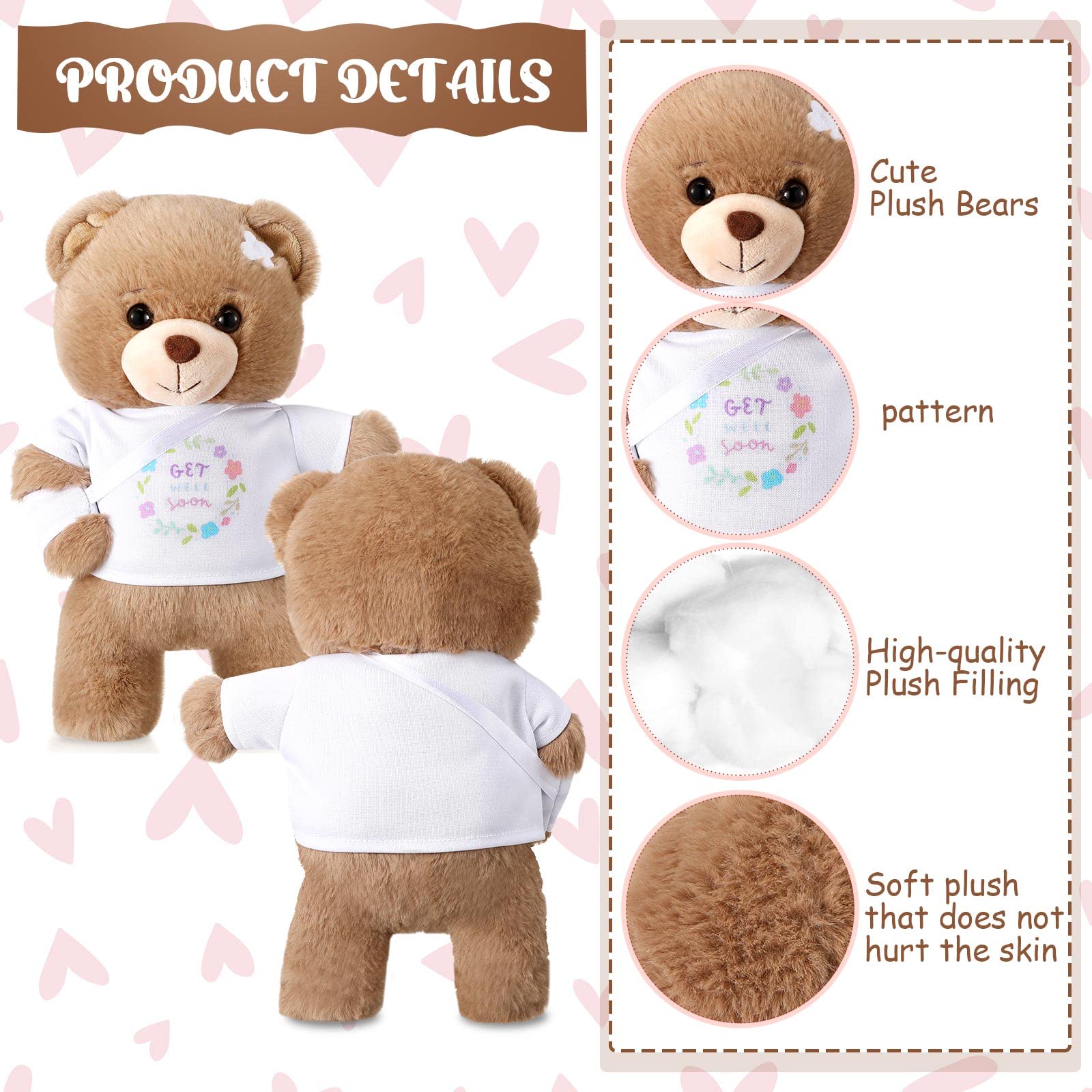 Deekin Broken Arm Gifts for Kids Get Well Soon Bear Stuffed Animal Gifts Bear for Kids Adult with Broken Arm After Surgery Soft Bandage Plush Bear 10 Inches (Get Well Soon)