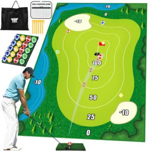 toy life chipping golf practice mats golf game training mat indoor outdoor games for adults family kids outdoor play equipment stick chip golf set backyard game(patented)