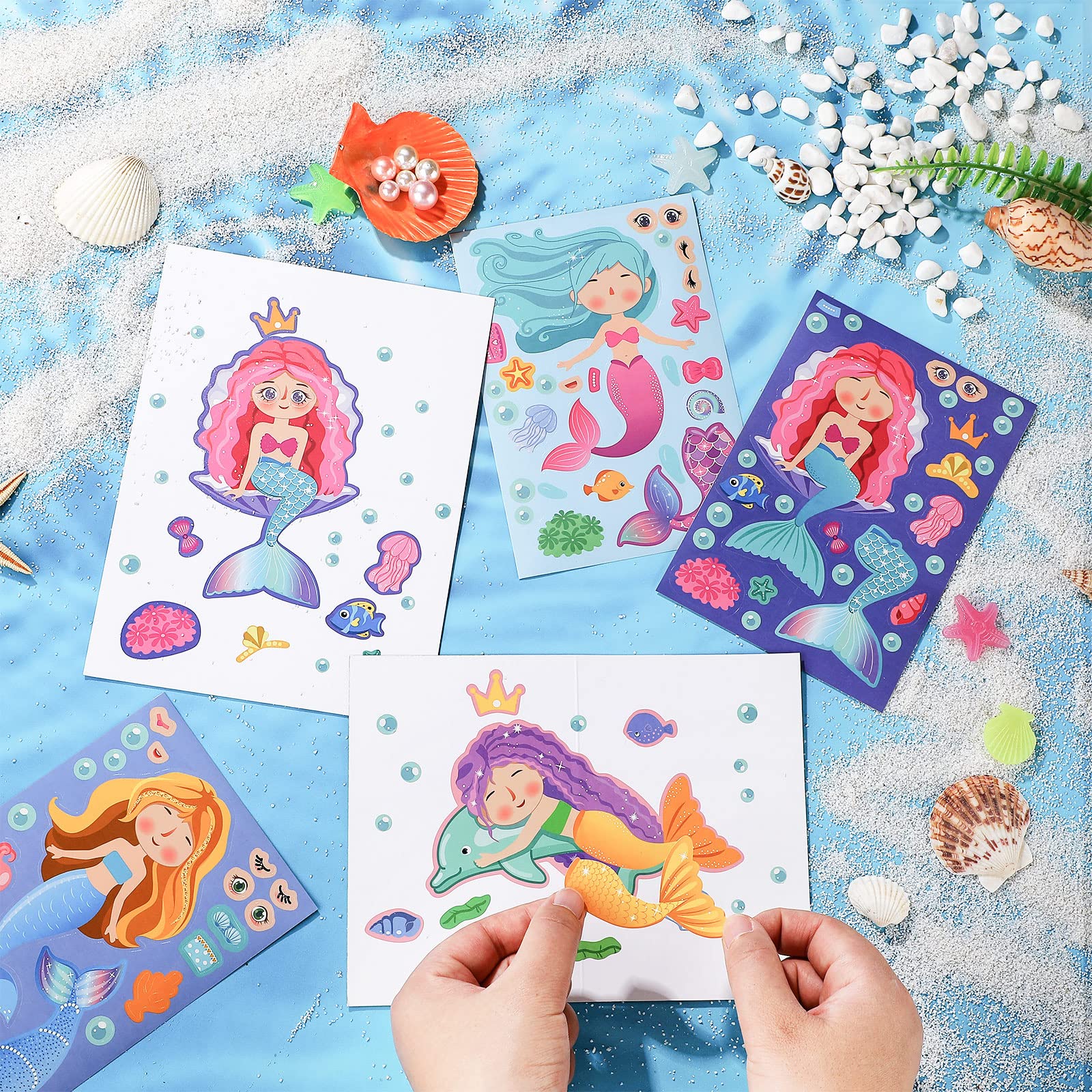 Zonon 48 Sheets Make a Mermaid Stickers Sheets for Mermaid Party Favors Mermaid Stickers for DIY Project Mermaid Birthday Decorations Party Favor(Mermaid)