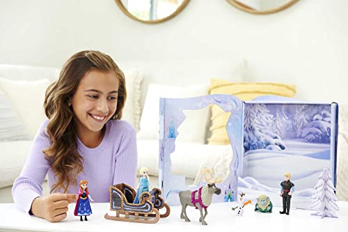 Mattel Disney Frozen Toy Set with 6 Key Characters, Classic Storybook Playset, 4 Small Dolls, 2 Figures & Accessories, Inspired by the Movie