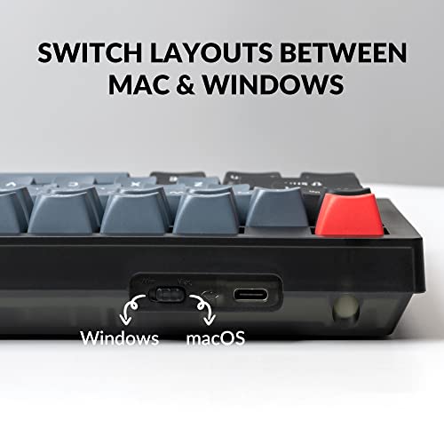 Keychron V6 Wired Custom Mechanical Keyboard, Full-Size QMK/VIA Programmable Macro with Hot-swappable Keychron K Pro Red Switch Compatible with Mac Windows Linux (Frosted Black-Translucent)