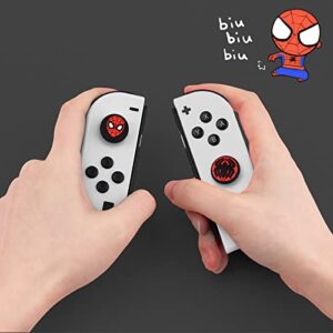 DLseego Spider Thumb Grips Caps for Switch/Switch Lite/Switch OLED Joy Con Cool Movie Comic Hero Console Analog Joystick Protective Cover Cartoon Button Cap 4PCS - Red and Black