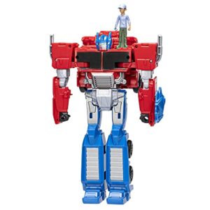 transformers toys earthspark spin changer optimus prime 8-inch action figure with robby malto 2-inch figure, robot toys for ages 6 and up