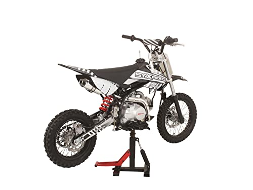 SYX MOTO 125cc Dirt Bike for Teens 12+yrs 4-Stroke Gas-Powered Dirt Bike Off-Road Motorcycle Electric Start Fully Automatic Transmission, Roost 125-1f, Black/White