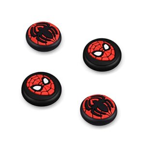 dlseego spider thumb grips caps for switch/switch lite/switch oled joy con cool movie comic hero console analog joystick protective cover cartoon button cap 4pcs - red and black