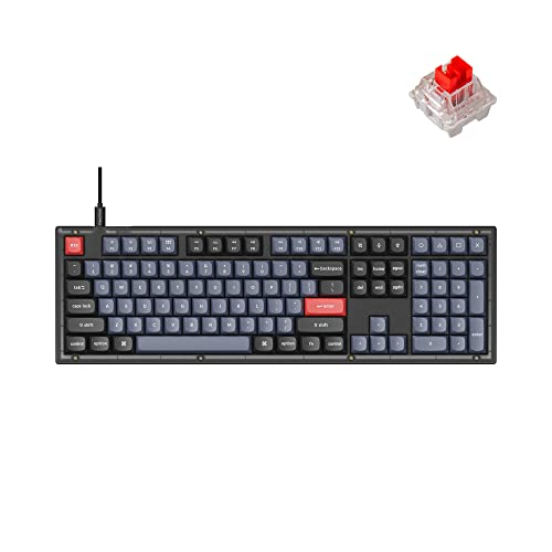 Keychron V6 Wired Custom Mechanical Keyboard, Full-Size QMK/VIA Programmable Macro with Hot-swappable Keychron K Pro Red Switch Compatible with Mac Windows Linux (Frosted Black-Translucent)