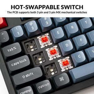 Keychron V6 Wired Custom Mechanical Keyboard, Full-Size QMK/VIA Programmable Macro with Hot-swappable Keychron K Pro Red Switch Compatible with Mac Windows Linux (Frosted Black-Translucent)