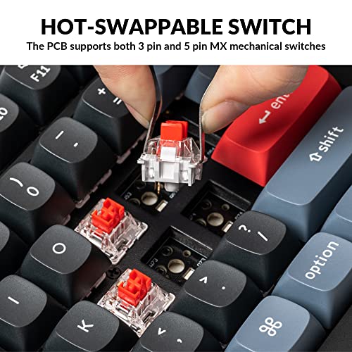 Keychron V6 Wired Custom Mechanical Keyboard Knob Version, Full-Size QMK/VIA Programmable Macro with Hot-swappable Keychron K Pro Red Switch Compatible with Mac Windows Linux Black (Non-Transparent)