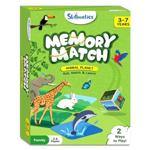 Skillmatics Board Game - Memory Match Animals, Fun & Fast Memory Game for Kids, Preschoolers, Toddlers, Gifts for Boys & Girls Ages 3, 4, 5, 6, 7