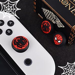 DLseego Spider Thumb Grips Caps for Switch/Switch Lite/Switch OLED Joy Con Cool Movie Comic Hero Console Analog Joystick Protective Cover Cartoon Button Cap 4PCS - Red and Black