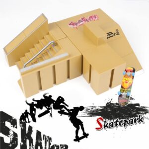 Fingerboard Skatepark Set 14Pcs - M.A.K Finger Skateboard Ramp 5Pcs with 9Pcs Mini Finger Toys Including Finger Skateboards, Finger Bike, Fingerboard Skate Park, Finger Skateboard Set for Kids Gift