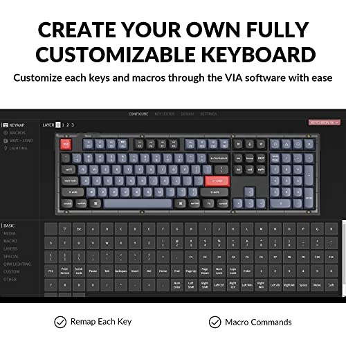 Keychron V6 Wired Custom Mechanical Keyboard, Full-Size QMK/VIA Programmable Macro with Hot-swappable Keychron K Pro Red Switch Compatible with Mac Windows Linux (Frosted Black-Translucent)