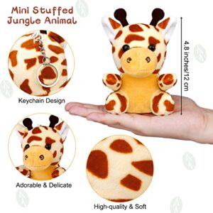 Elcoho 16 Pieces Safari Mini Stuffed Jungle Animal Set Small Stuffed Forest Animal 3.75 Inch Animal Keychain Plush Toys for Animal Themed Parties Kids Birthday(Sitting)