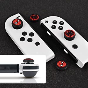 DLseego Spider Thumb Grips Caps for Switch/Switch Lite/Switch OLED Joy Con Cool Movie Comic Hero Console Analog Joystick Protective Cover Cartoon Button Cap 4PCS - Red and Black