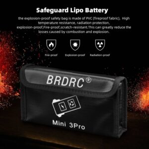 HeiyRC Battery Safe Bag for DJI Mini 4 Pro/Mini 3 Pro/Mini 3 Drone Batteries Protection Storage Case Fireproof Explosion-proof Bag Battery Pouch Accessory