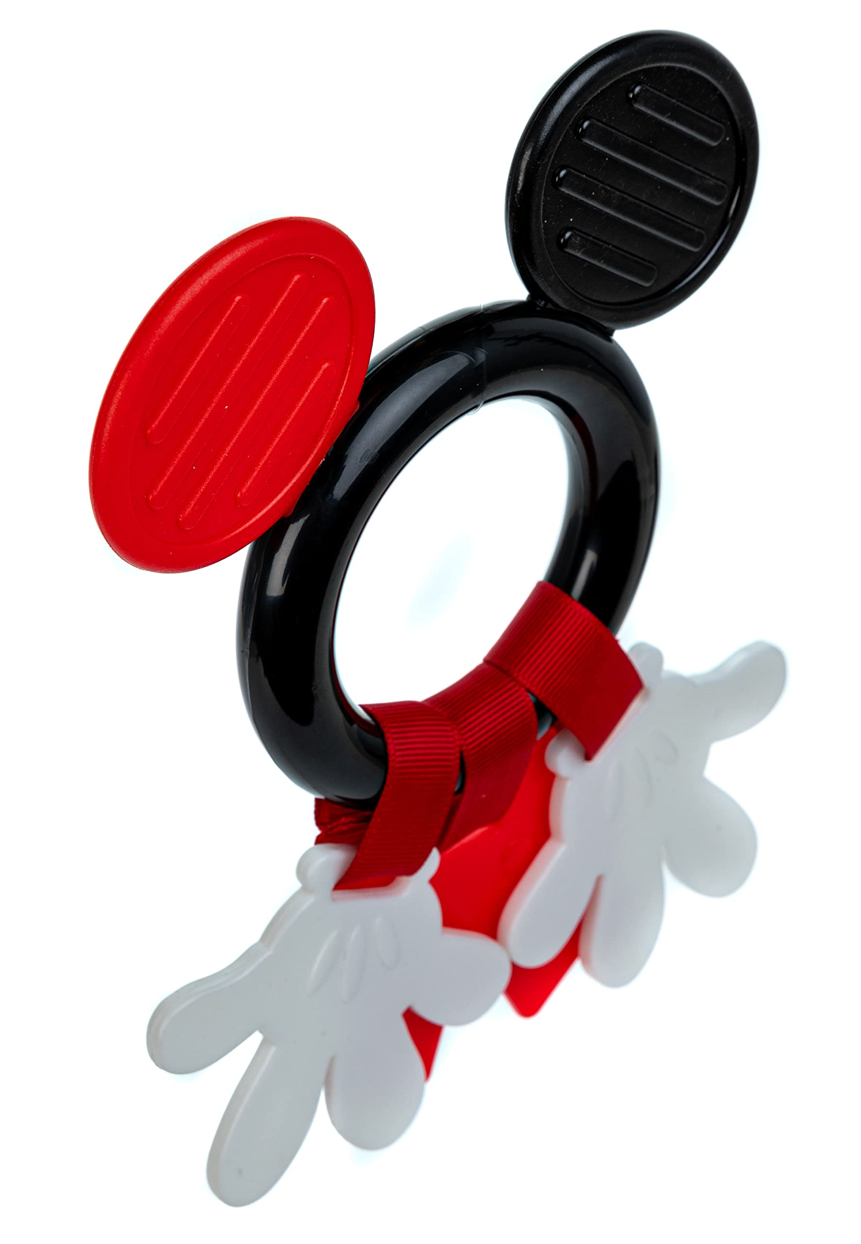 KIDS PREFERRED Disney Baby Mickey Mouse Teether, Black & White High Constrast Toy, Boys and Girls Ages 0+, Stroller On The Go Activity Toy, Multicolor