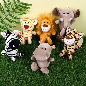 Elcoho 14 Pieces Safari Mini Jungle Animal Plush Toys Small Stuffed Forest Animals Plush Toys 5.9 Inch Keychain Decorations for Animal Themed Parties Goody Bags Filler Favors (Standing)