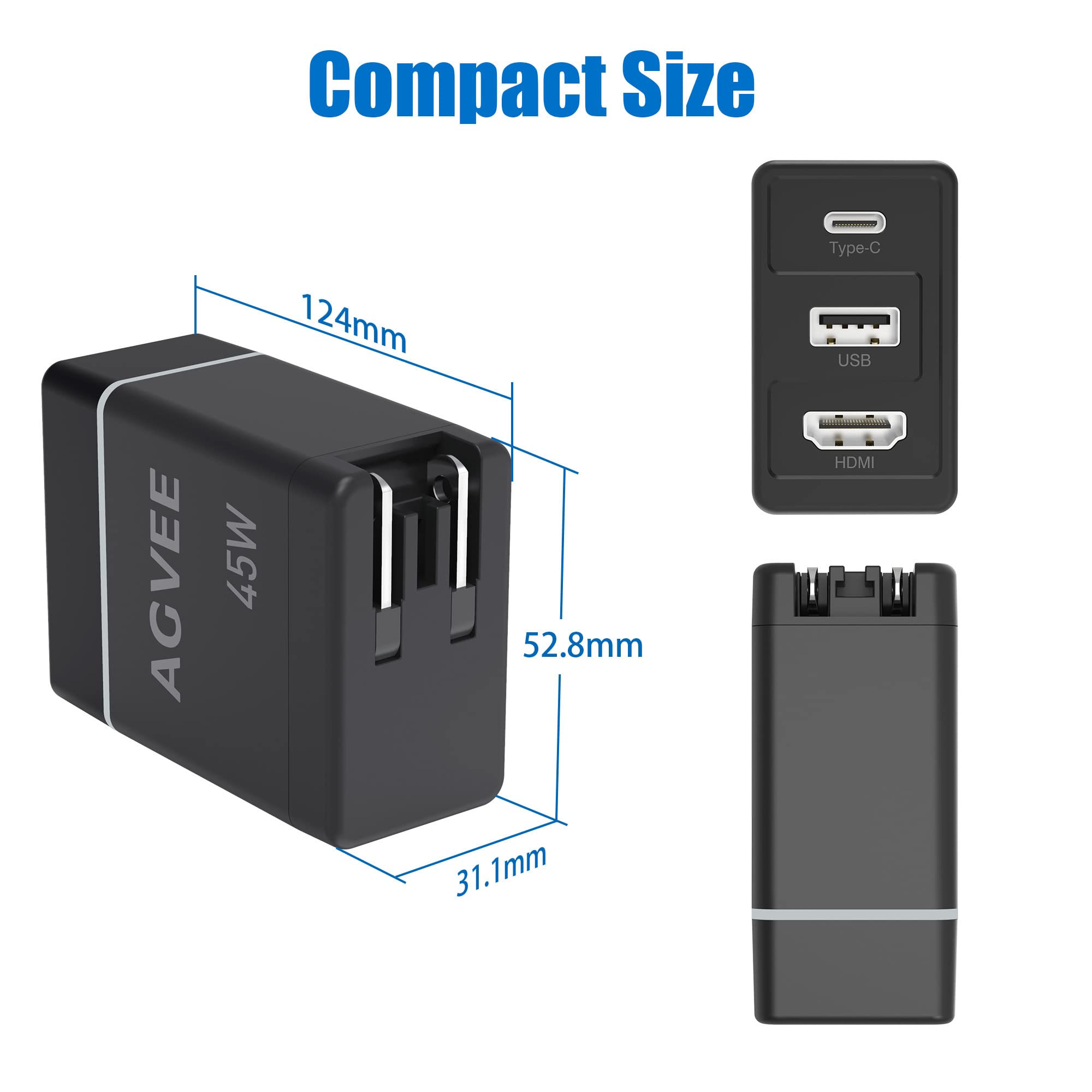 AGVEE Portable Replacement Switch OLED Dock Station Adapter, Multi in 1, 4K HDMI PD 45W Compatible with Nintendo Switch OLED with USB Type-C 3.1 Gen 2 Power Cable, Black