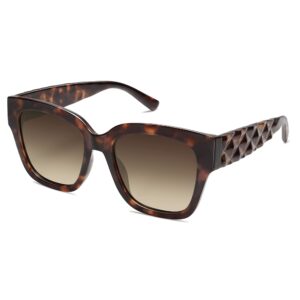 SOJOS Trendy Polarized Square Sunglasses Womens,Retro Oversized Women Thick Sun Glasses SJ2217 Dark Brown Tortoise