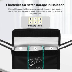 HeiyRC Battery Safe Bag for DJI Mini 4 Pro/Mini 3 Pro/Mini 3 Drone Batteries Protection Storage Case Fireproof Explosion-proof Bag Battery Pouch Accessory